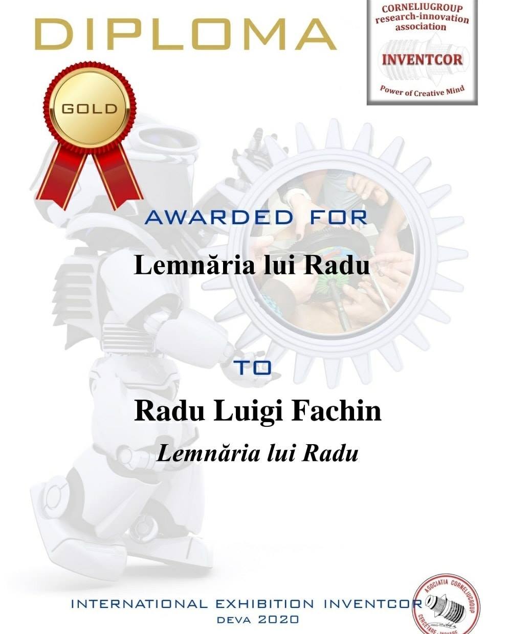 Diploma InventCor Lemnaria lui Radu