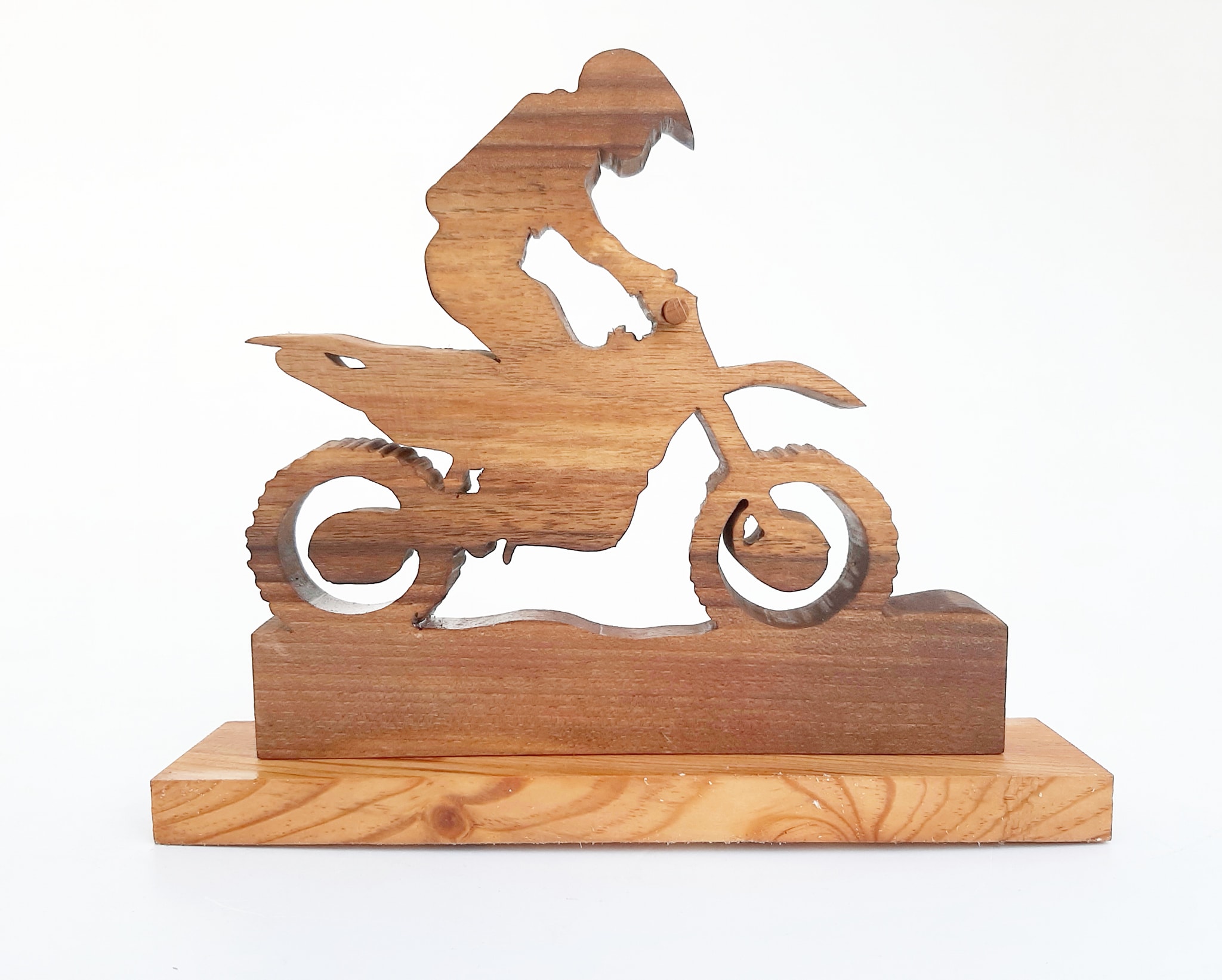 Motociclist din lemn de nuc